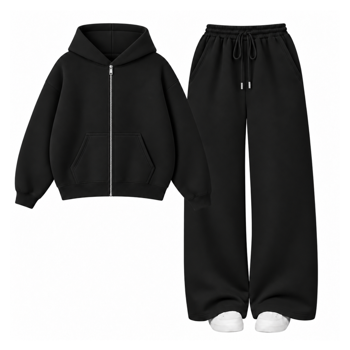 Black Straight Leg Trouser With Oversized Zipper Main image