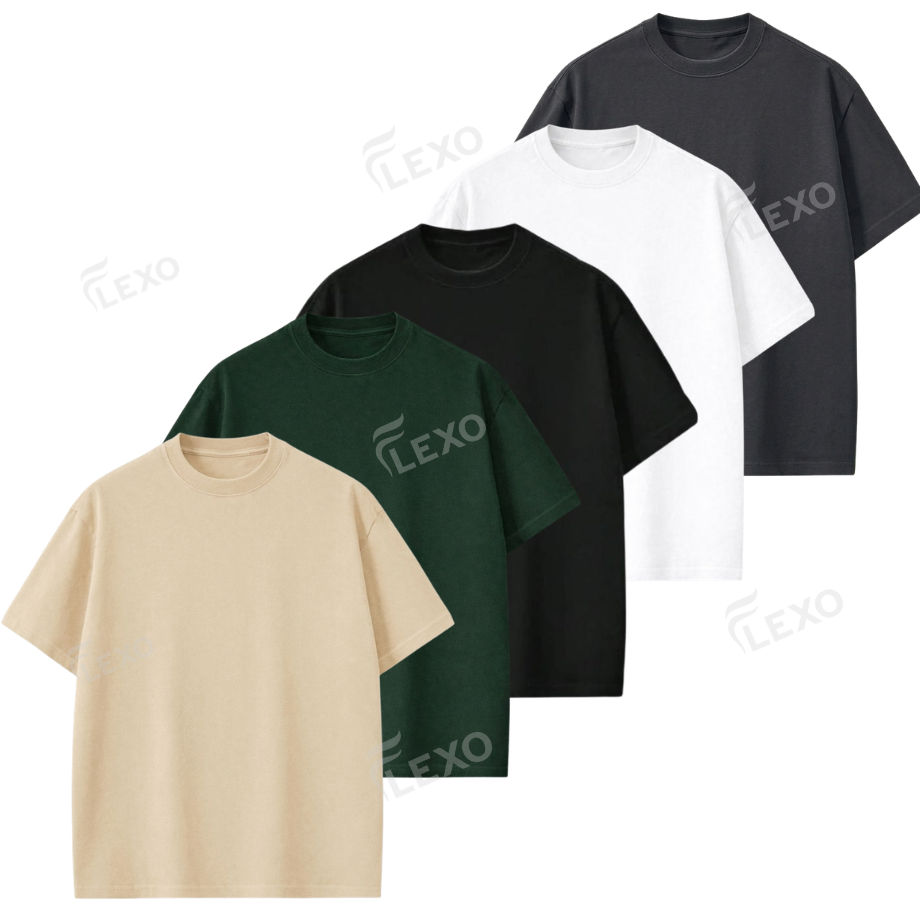 Pack Of 5 Oversized Drop Shoulder T-Shirts