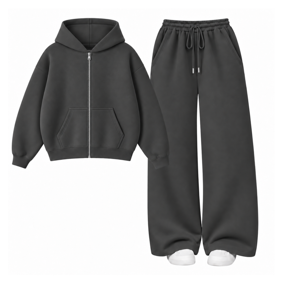 Charcoalgrey Straight Leg Trouser With Oversized Zipper Main image