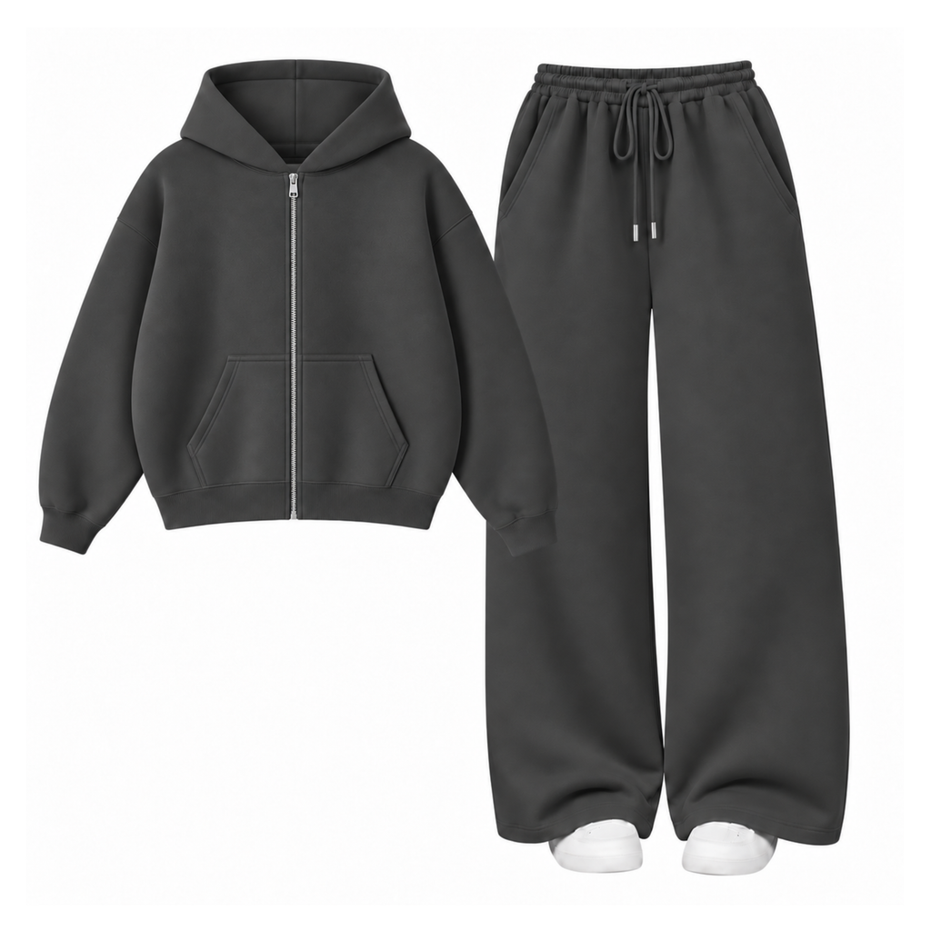 Charcoalgrey Straight Leg Trouser With Oversized Zipper
