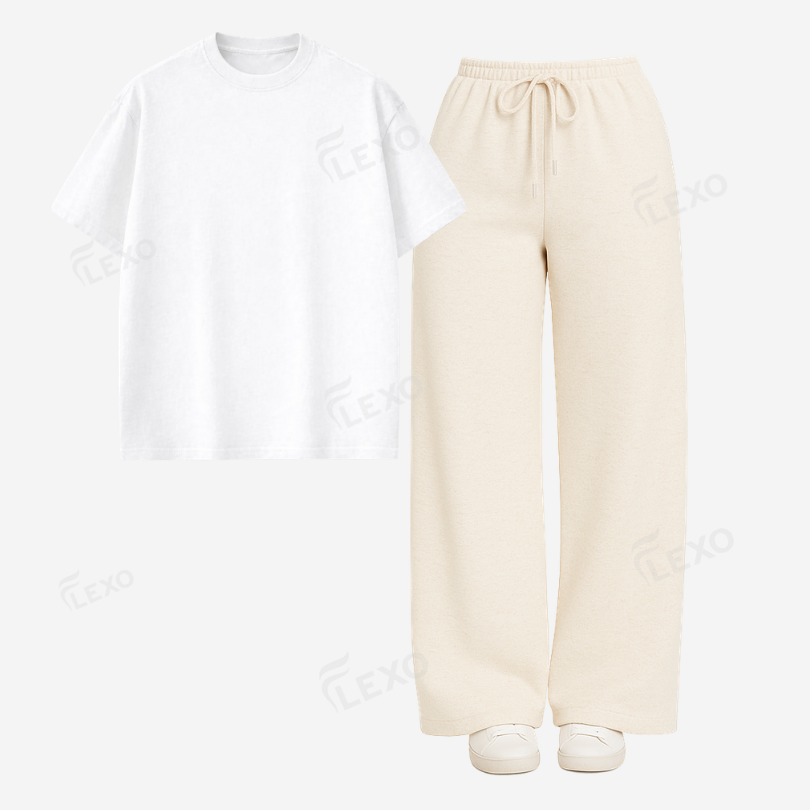Cream Flapper With Oversized Drop Shoulder T-Shirt