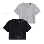 Pack Of 2 Crop V-Neck T-Shirt