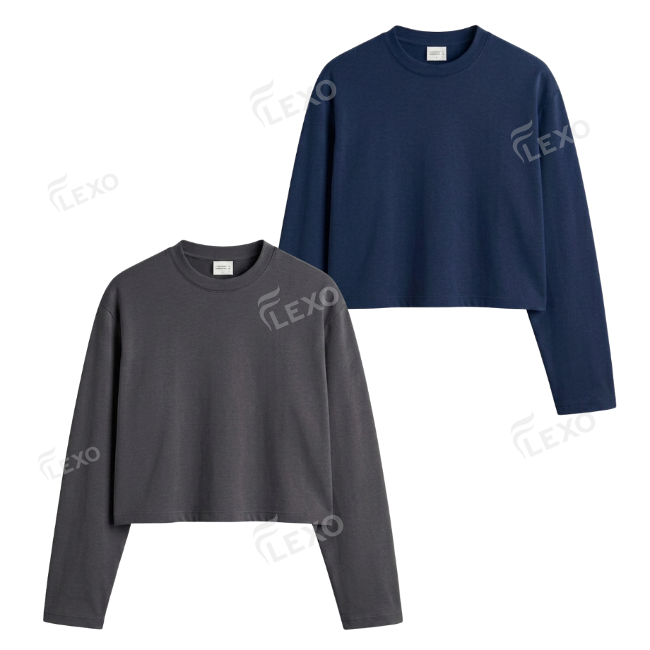 Pack Of 2 Crop Full Sleeves T-Shirt