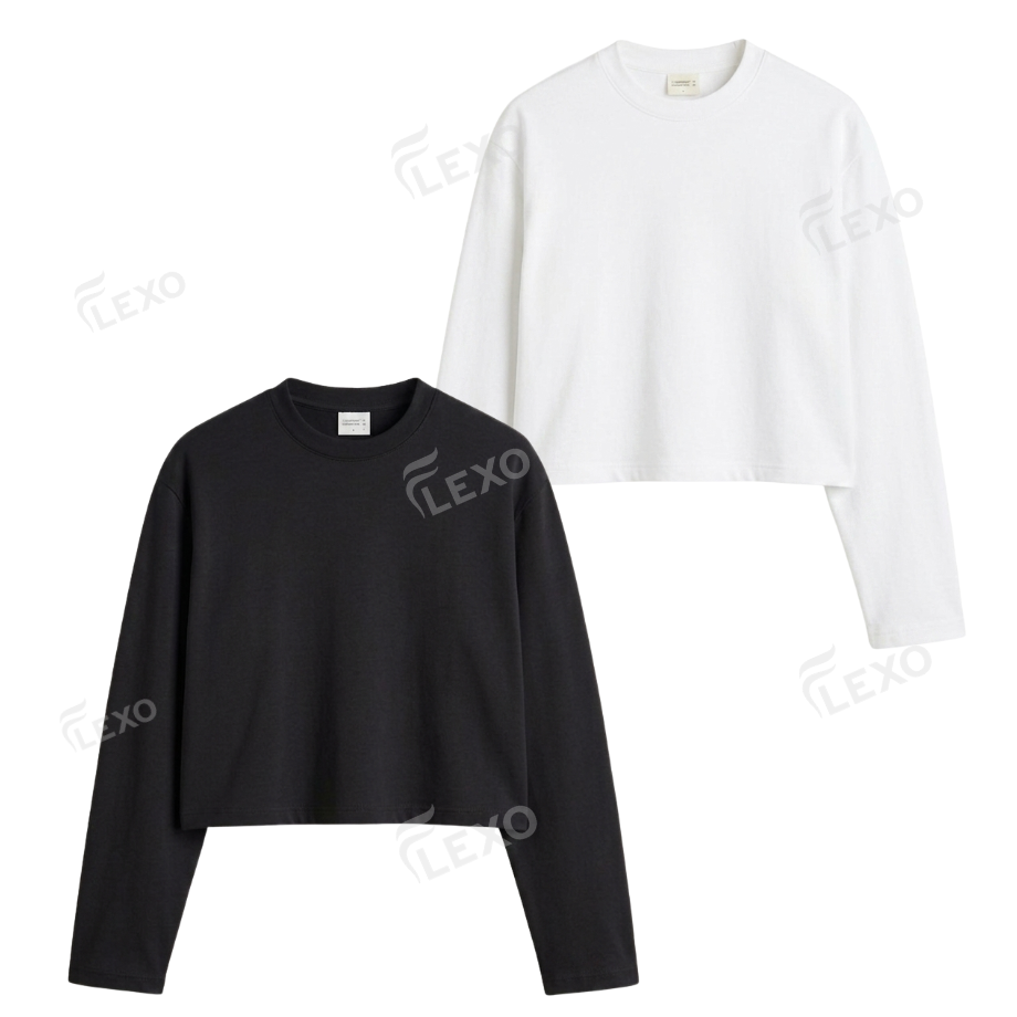 Pack Of 2 Crop Full Sleeves T-Shirt