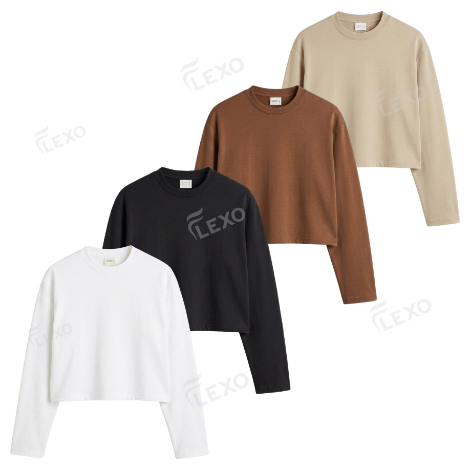 Pack Of 4 Crop Full Sleeves T-Shirt