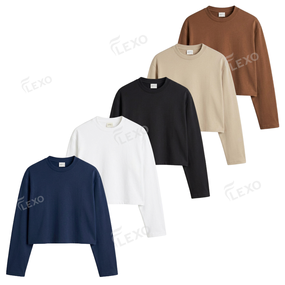 Pack Of 5 Crop Full Sleeves T-Shirt