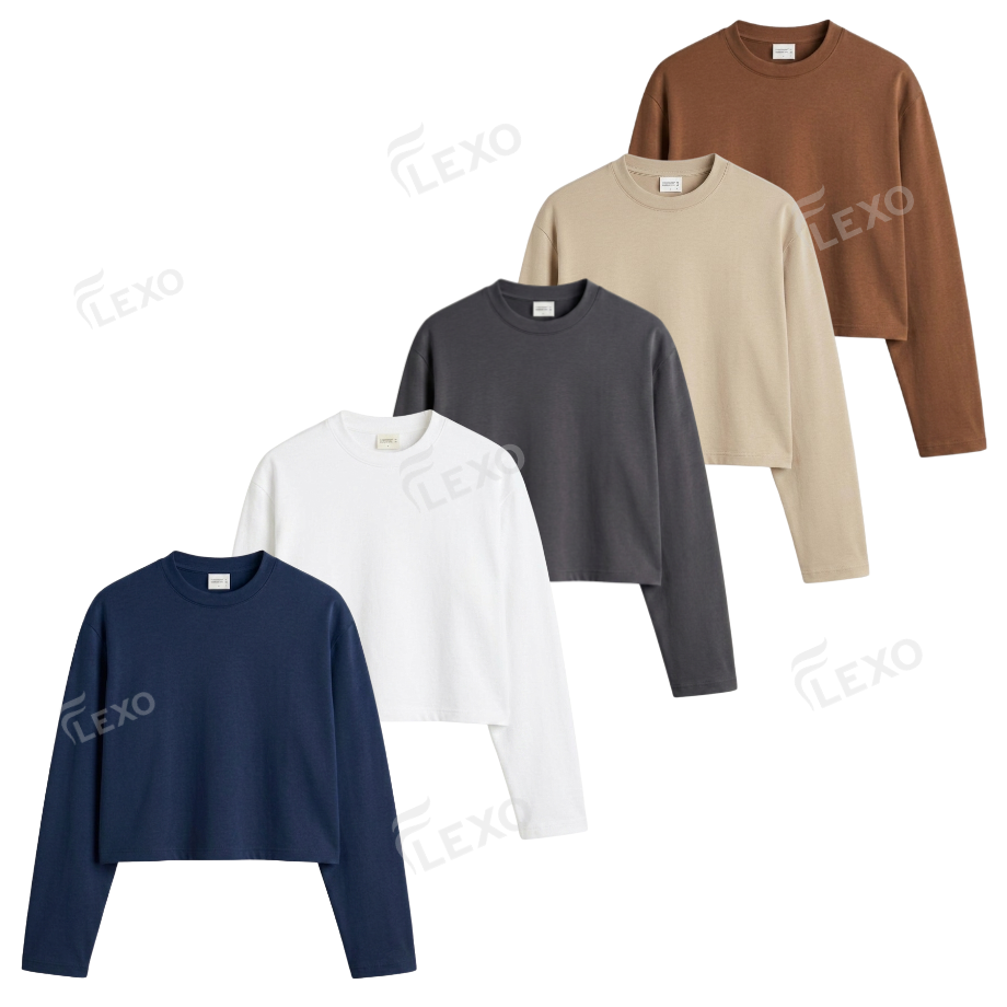 Pack Of 5 Crop Full Sleeves T-Shirt