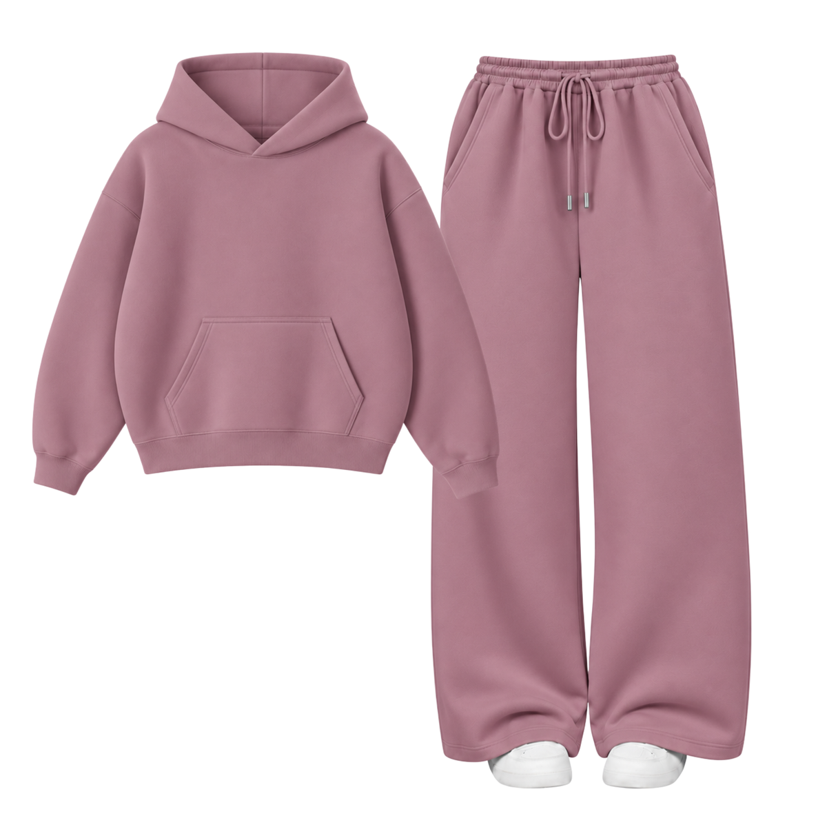 Mauve Straight Leg Trouser With Oversized Hoodie