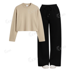 Black Flapper With Crop Full Sleeves T-Shirt