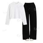 Black Flapper With Crop Full Sleeves T-Shirt