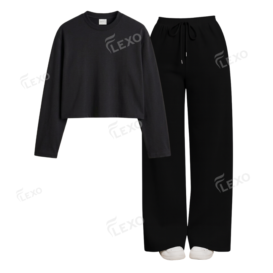 Black Flapper With Crop Full Sleeves T-Shirt
