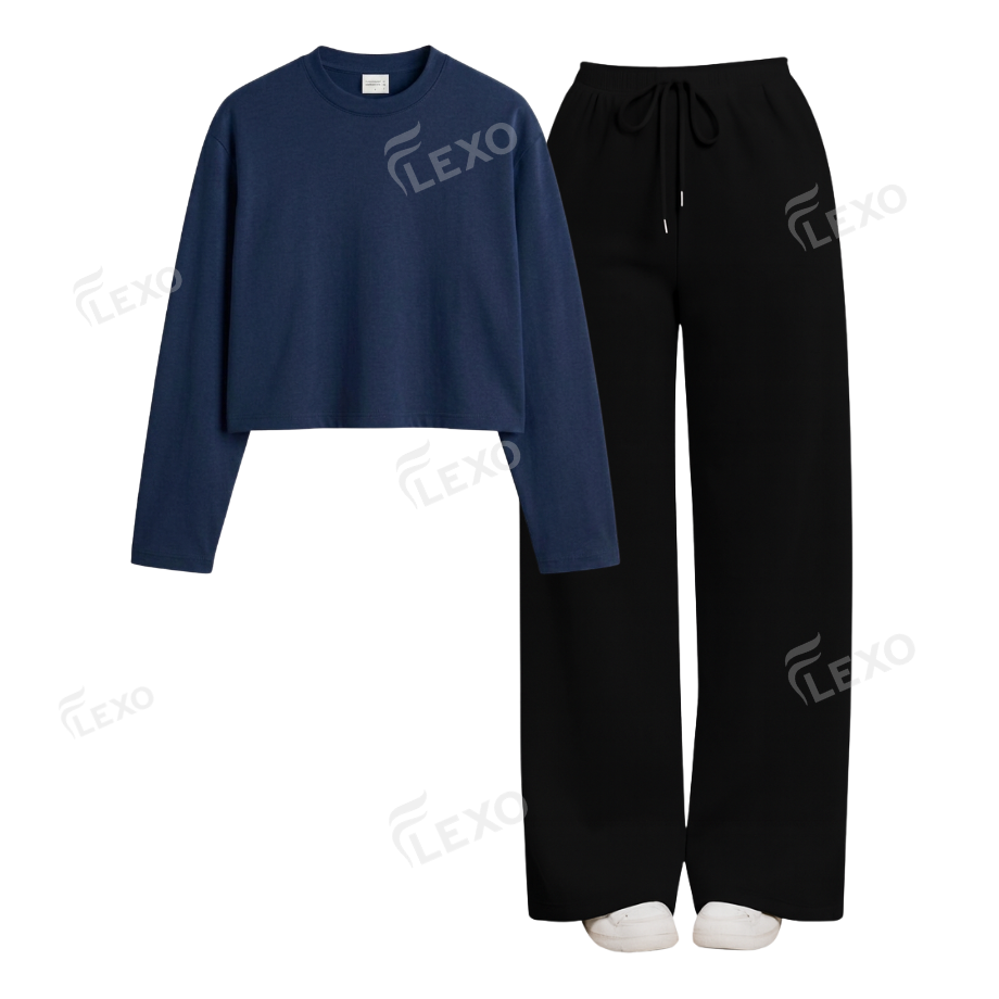 Black Flapper With Crop Full Sleeves T-Shirt