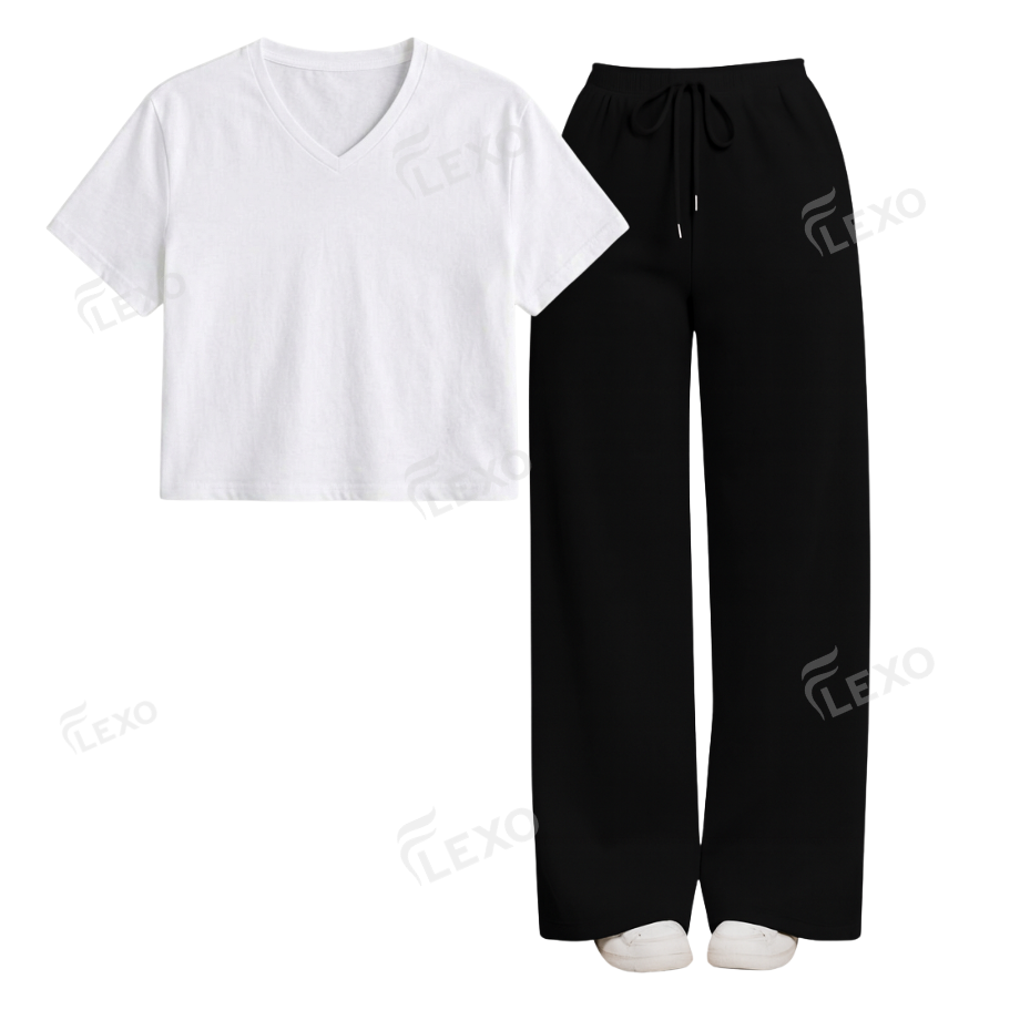 Black Flapper With Crop V-Neck T-Shirt Secondary image