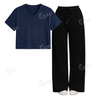 Black Flapper With Crop V-Neck T-Shirt