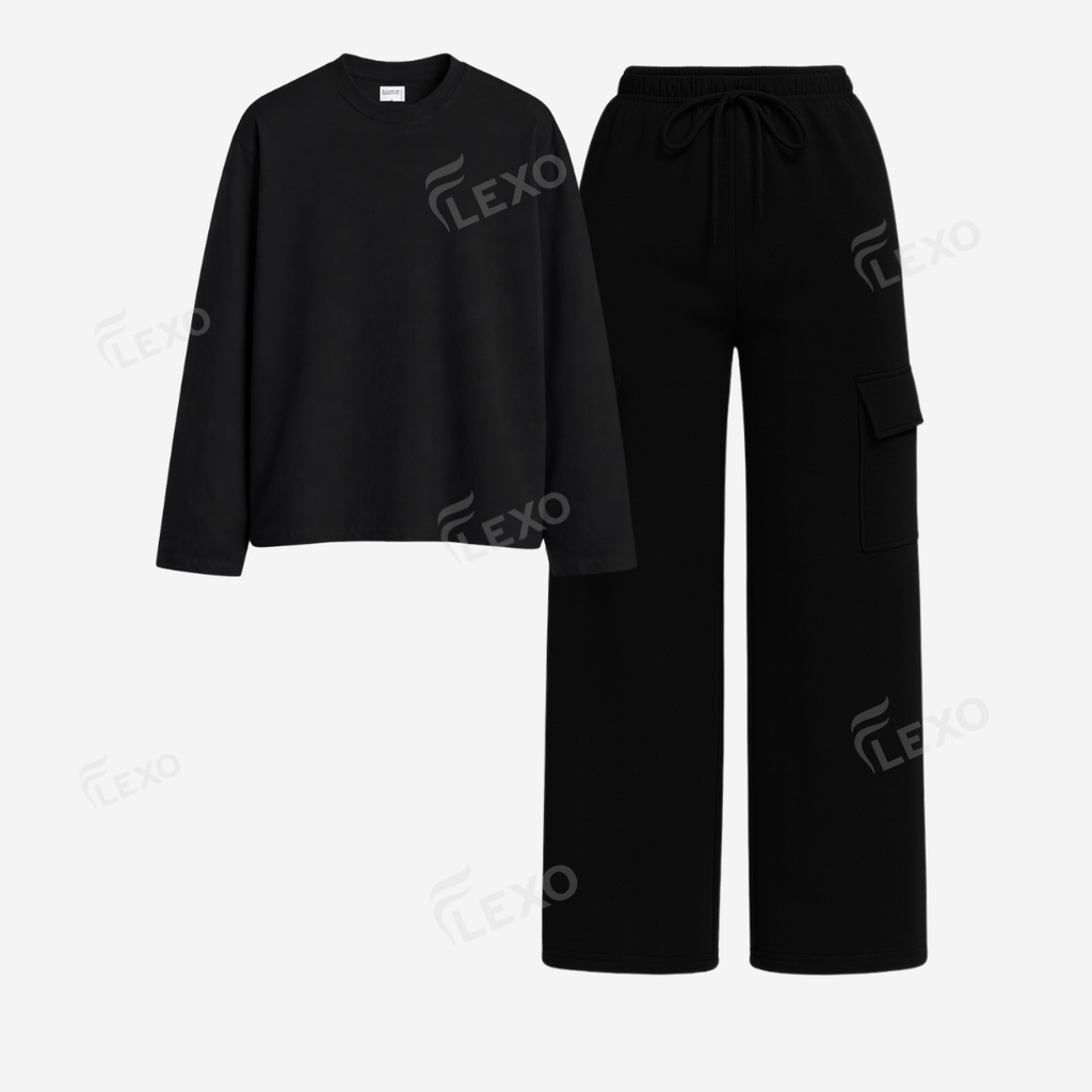 Black Cargo With Full Sleeves T-Shirt