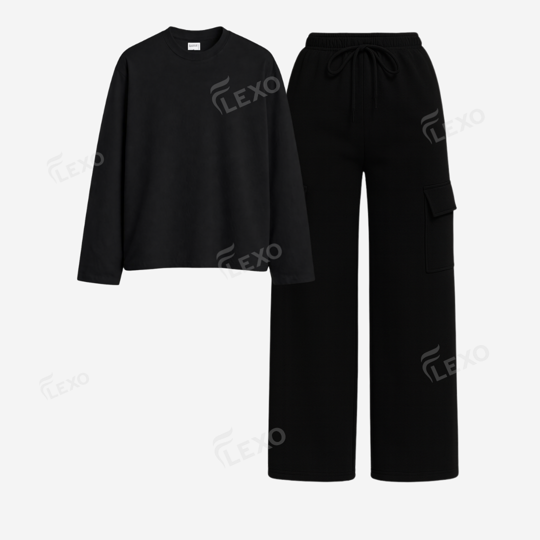 Black Cargo With Full Sleeves T-Shirt