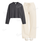 Cream Flapper With Crop Full Sleeves T-Shirt