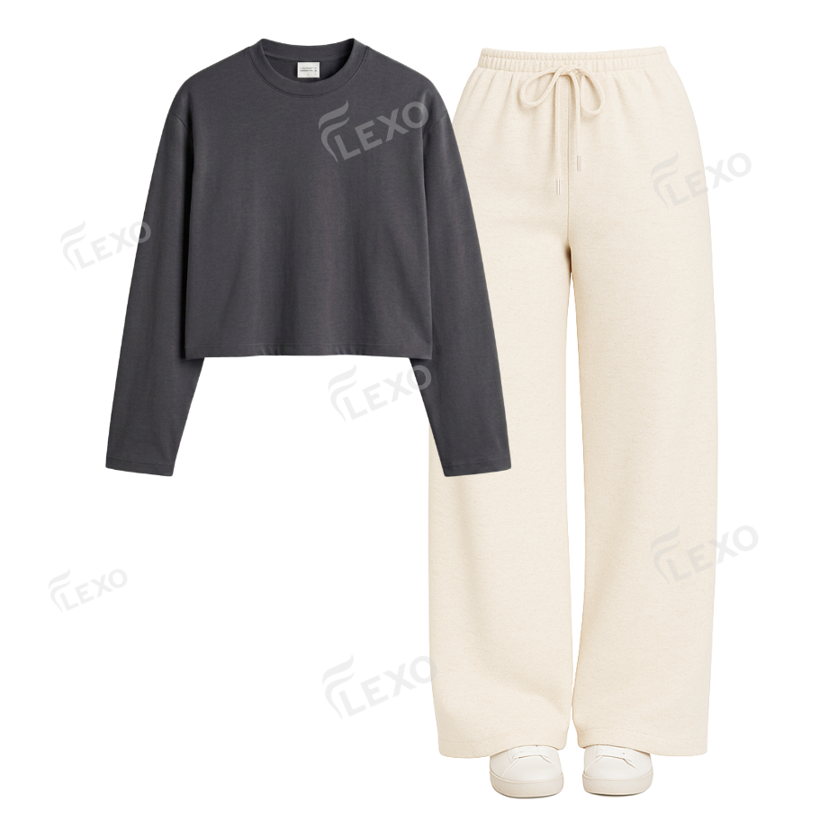 Cream Flapper With Crop Full Sleeves T-Shirt