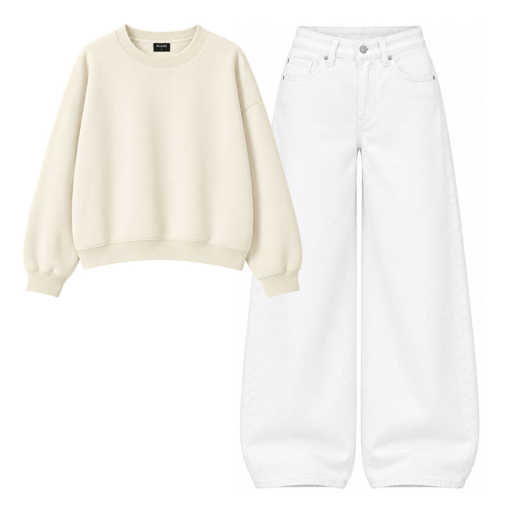 White Baggy Jeans With Oversized Sweatshirt