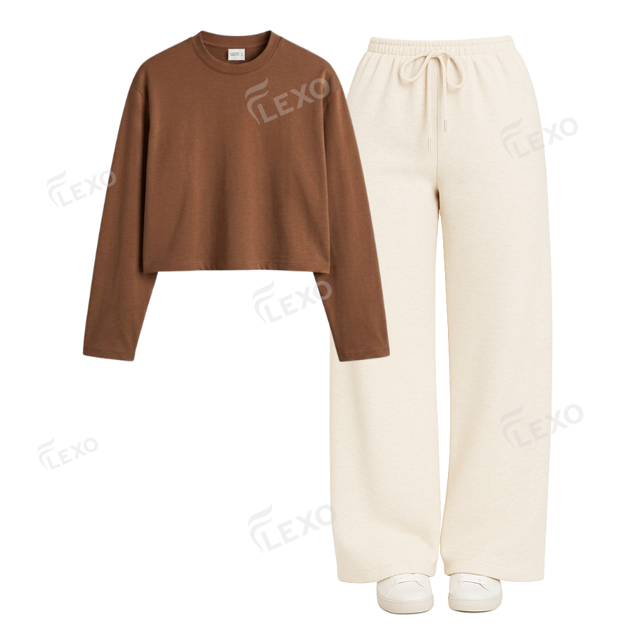 Cream Flapper With Crop Full Sleeves T-Shirt