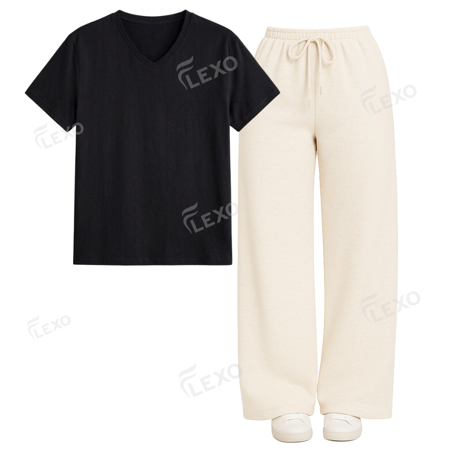 Cream Flapper With V-Neck T-Shirt Main image