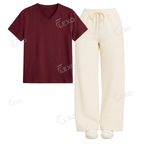 Cream Flapper With V-Neck T-Shirt