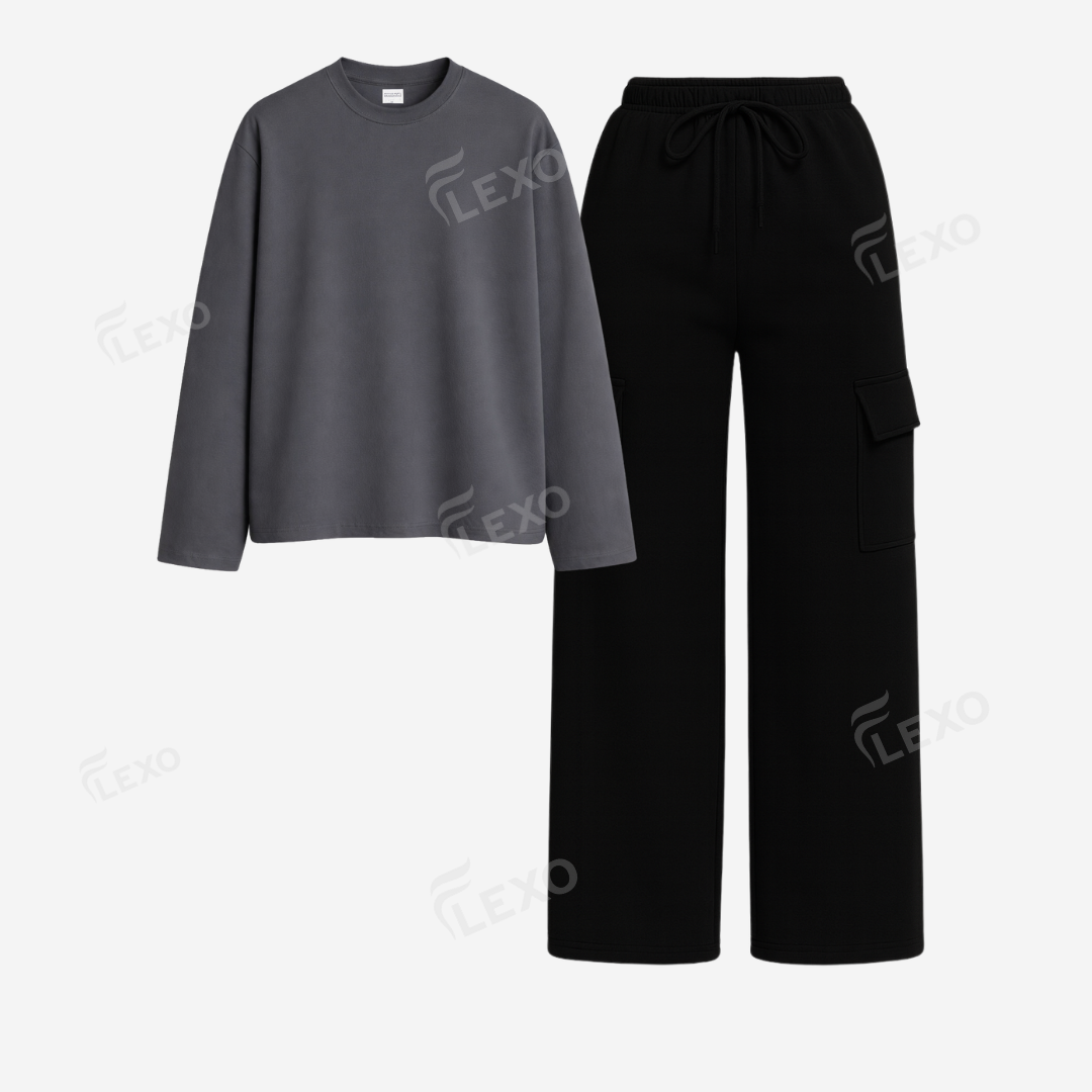 Black Cargo With Full Sleeves T-Shirt