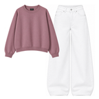 White Baggy Jeans With Oversized Sweatshirt