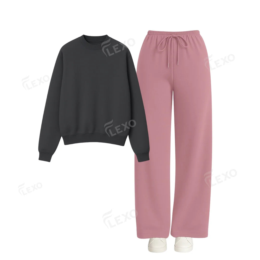 Straight Leg Trouser With Oversized Sweatshirt