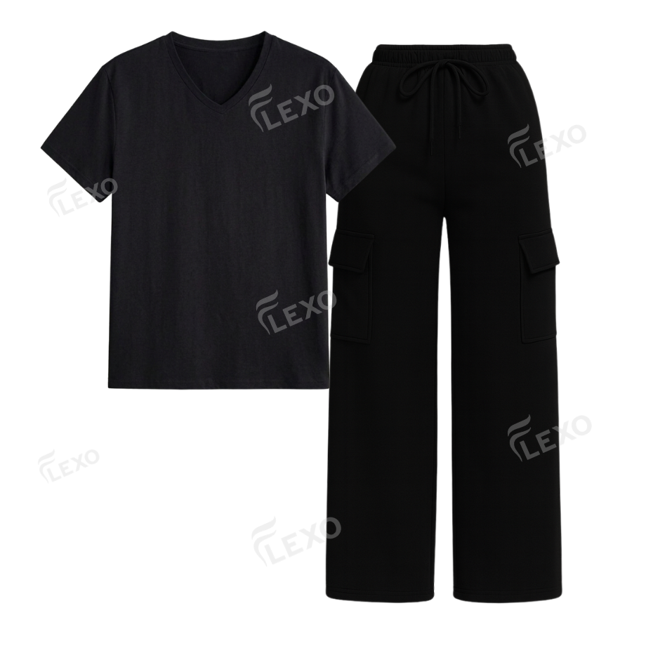 Black Cargo With V-Neck T-Shirt Secondary image