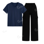 Black Cargo With V-Neck T-Shirt