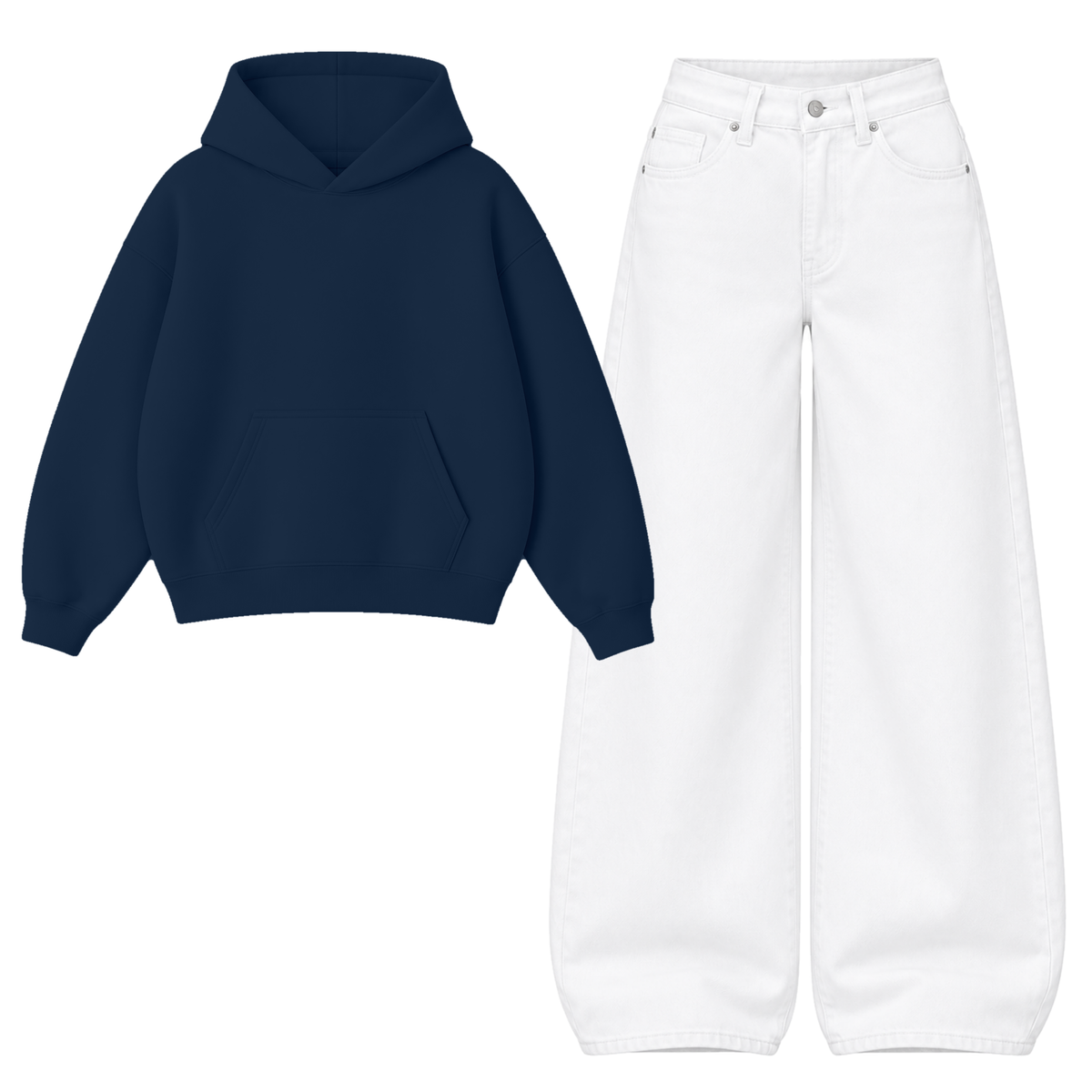 White Baggy Jeans With Oversized Hoodie