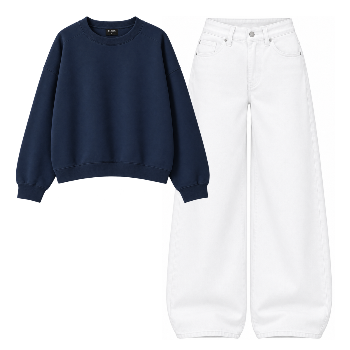 White Baggy Jeans With Oversized Sweatshirt
