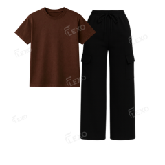 Black Cargo With Regular T-Shirt