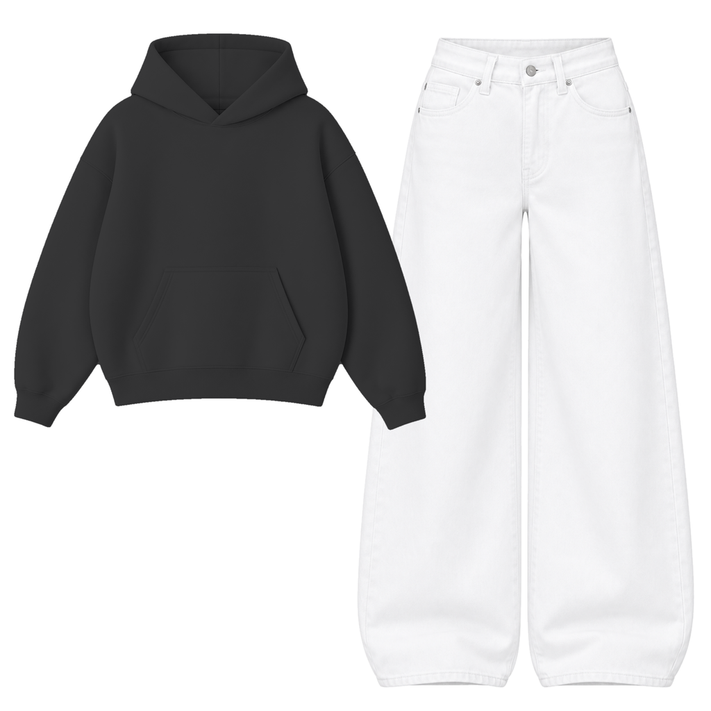 White Baggy Jeans With Oversized Hoodie