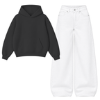 White Baggy Jeans With Oversized Hoodie