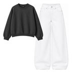 White Baggy Jeans With Oversized Sweatshirt