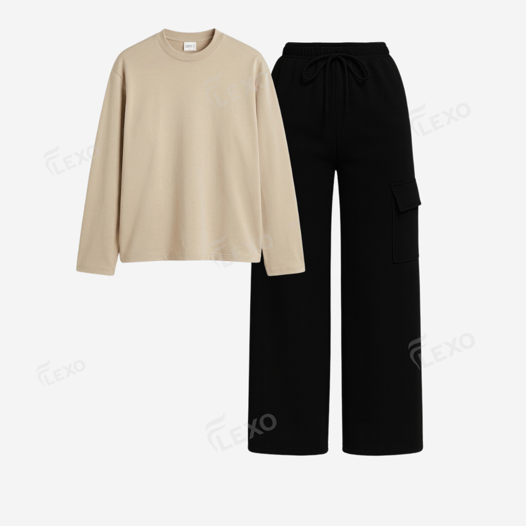 Black Cargo With Full Sleeves T-Shirt
