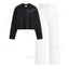 White Wide Leg Jeans With Crop Full Sleeves T-Shirt