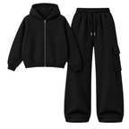 Black Straight Leg Cargo With Oversized Zipper