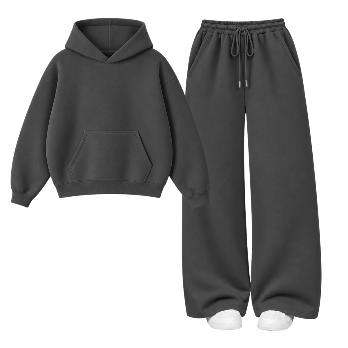 Charcoalgrey Straight Leg Trouser With Oversized Hoodie Main image