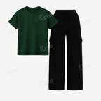 Black Cargo With Regular T-Shirt