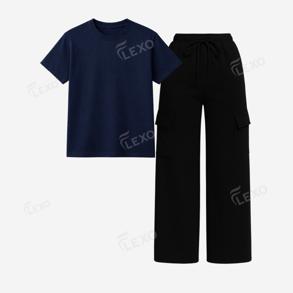 Black Cargo With Regular T-Shirt