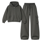 Charcoalgrey Straight Leg Cargo With Oversized Zipper
