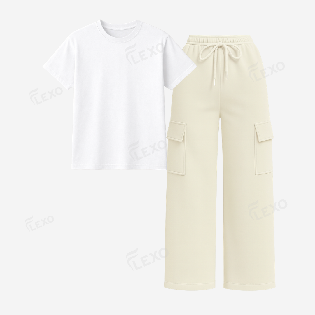 Cream Cargo With Regular T-Shirt Secondary image