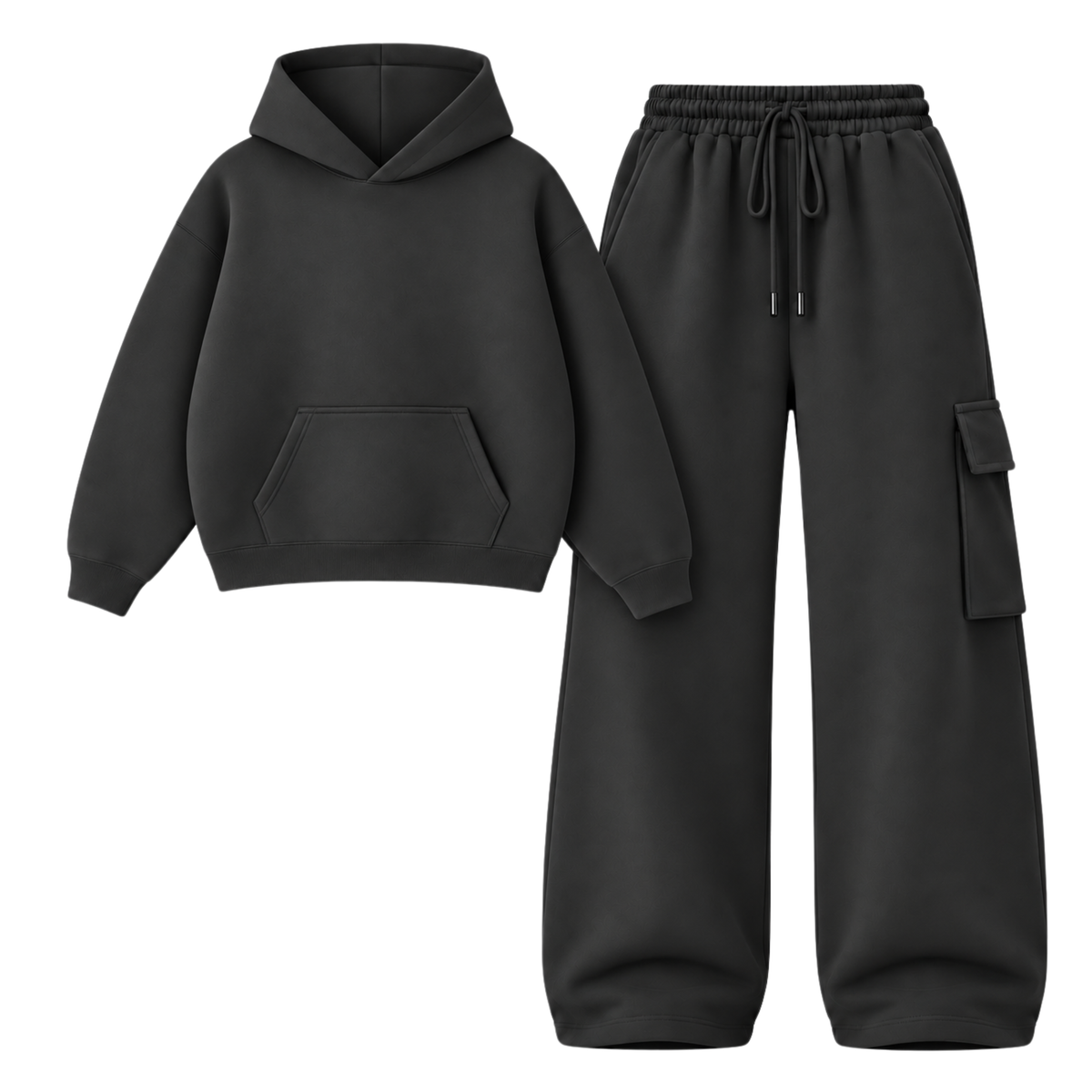 Charcoalgrey Straight Leg Cargo With Oversized Hoodie Main image