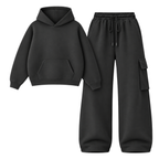 Charcoalgrey Straight Leg Cargo With Oversized Hoodie
