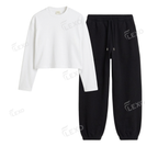 Black Sweatpant With Crop Full Sleeves T-Shirt