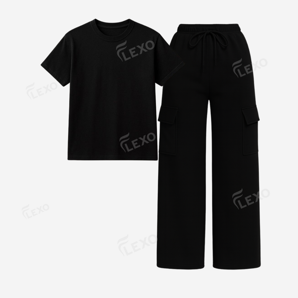 Black Cargo With Regular T-Shirt
