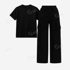 Black Cargo With Regular T-Shirt